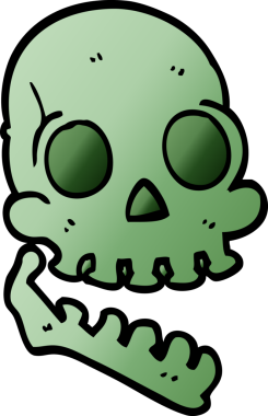 Bir insan tarafından çizilmiş mutlu kafatası.