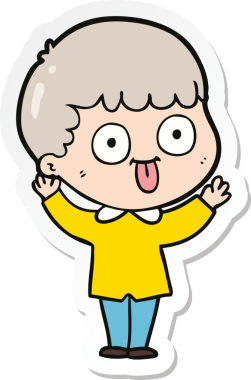 Bir insan tarafından çizilmiş karikatür adamın çıkartması.