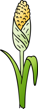 Bir insan tarafından çizilmiş mısır koçanı üzerine el çizimi karikatürü.