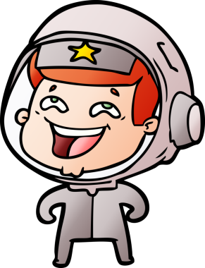 Bir insan tarafından çizilmiş gülen astronot çizgi filmi.