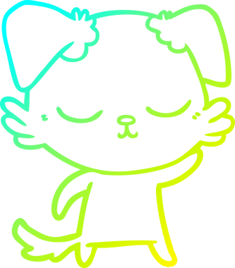 Bir insan tarafından çizilmiş şirin bir çizgi köpeğin soğuk gradyan çizgisi.