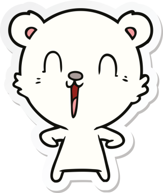 Bir insan tarafından çizilmiş mutlu bir kutup ayısının çıkartması.