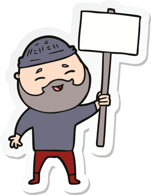 Bir insan tarafından çizilmiş mutlu sakallı bir adamın çıkartması.