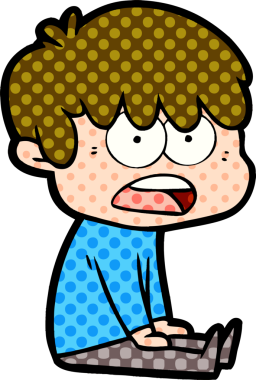 Bir insan tarafından çizilmiş endişeli çizgi film çocuğu.