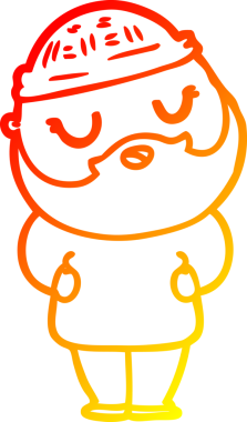 Bir insan tarafından çizilmiş sakallı bir çizgi film karakteri.