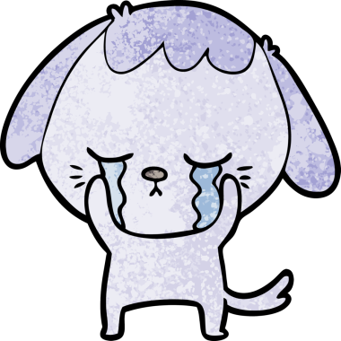 Bir insan tarafından çizilmiş şirin köpek yavrusu ağlama çizgi filmi