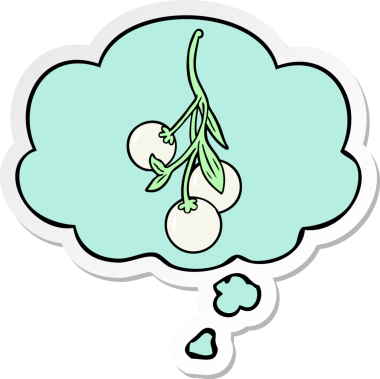 Düşünce baloncuklu ökseotu insan tarafından çizilmiş bir çıkartma.