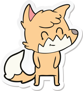 Bir insan tarafından çizilmiş bir çizgi film tilkisinin çıkartması.