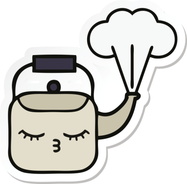 Bir insan tarafından çizilmiş dumanı tüten şirin bir çizgi film çıkartması.