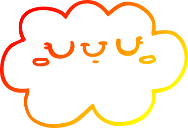 Bir insan tarafından çizilmiş sevimli bir karikatür bulutunun sıcak gradyan çizimi