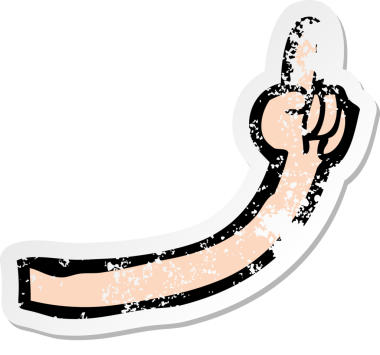 Bir insan tarafından çizilmiş bir karikatür kolunun gerilmiş çıkartması.