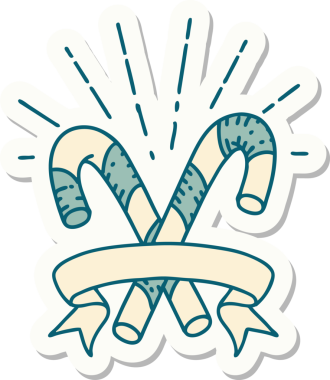 Bir insan tarafından çizilmiş dövme stili baston şekerler.