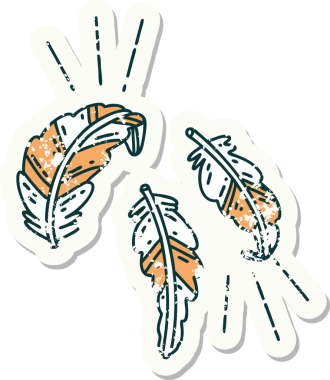 Bir insan tarafından çizilmiş eski bir dövme tüyü çıkartması.