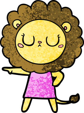 Bir insan tarafından çizilmiş çizgi film aslanı.