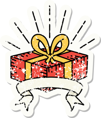 Bir insan tarafından çizilmiş dövme stili eski bir çıkartma.