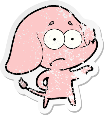 Bir insan tarafından çizilmiş belirsiz bir filin sıkıntılı çıkartması.