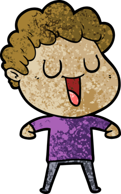 Bir insan tarafından çizilmiş gülen karikatür adam.