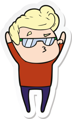 Bir insan tarafından çizilmiş havalı bir adamın çıkartması.