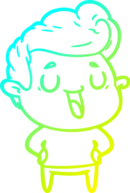 Bir insan tarafından çizilmiş mutlu bir çizgi film karakteri çizimi.