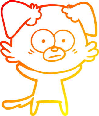 Bir insan tarafından çizilmiş gergin bir köpek çizgi filminin sıcak gradyanı.