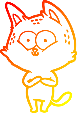 Bir insan tarafından çizilmiş çizgi film kedisinin sıcak çizgi çizimi