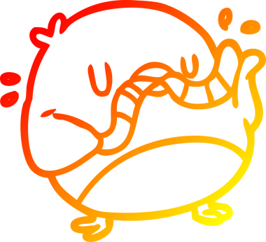 Bir insan tarafından çizilmiş kuş yiyen bir solucanın sıcak çizgi çizimi