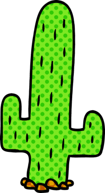 Bir insan tarafından çizilmiş bir kaktüsün el çizimi karikatürü