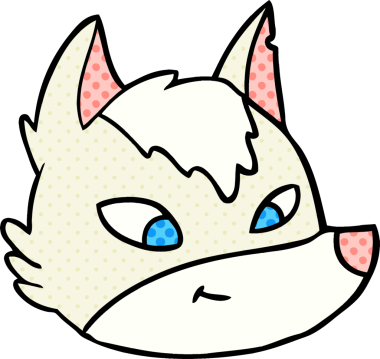 Bir insan tarafından çizilmiş bir kurt yüzü.