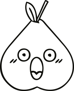 Bir insan tarafından çizilmiş bir armut çizimi.