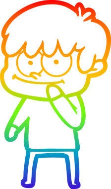 gökkuşağı gradyanı çizimi bir insan tarafından çizilmiş mutlu bir çizgi film adamı