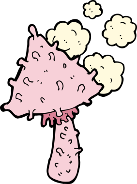 Bir insan tarafından çizilmiş garip bir mantar.