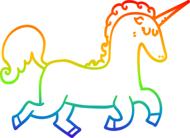 gökkuşağı gradyan çizgi çizimi bir insan tarafından çizilmiş tek boynuzlu at