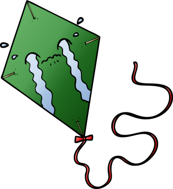 Bir insan tarafından çizilmiş ağlayan çizgi film uçurtması.