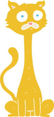 Bir insan tarafından çizilmiş kedinin düz renk çizimi