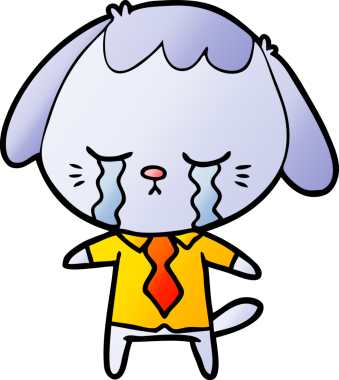 Bir insan tarafından çizilmiş ağlayan çizgi film köpeği.