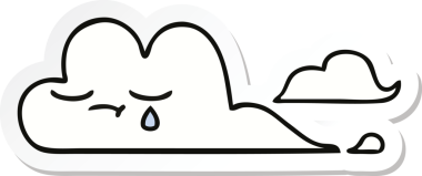 Bir insan tarafından çizilmiş şirin beyaz bulut etiketi.