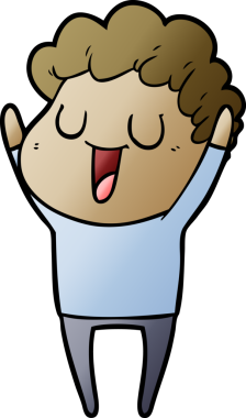 Bir insan tarafından çizilmiş gülen karikatür adam.