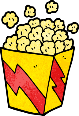 Bir insan tarafından çizilmiş çizgi film patlamış mısırı.