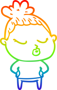 Gökkuşağı gradyan çizgi çizimi bir insan tarafından çizilmiş sakin bir kadın