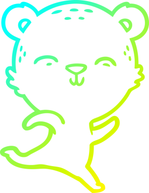 Bir insan tarafından çizilen mutlu çizgi film ayısının soğuk gradyan çizgisi.