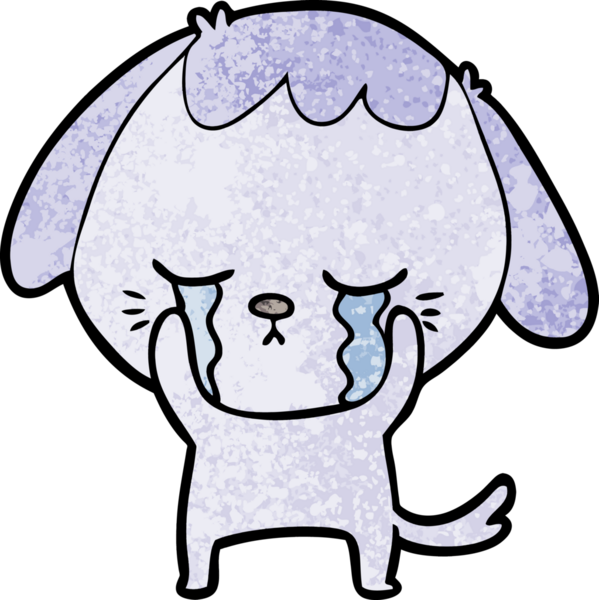 Bir insan tarafından çizilmiş şirin köpek yavrusu ağlama çizgi filmi