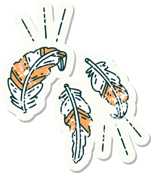 Bir insan tarafından çizilmiş eski bir dövme tüyü çıkartması.