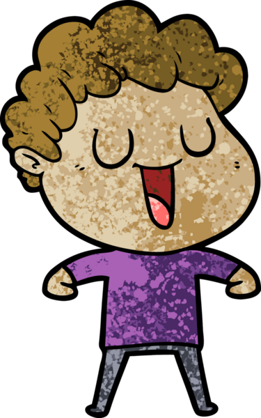 Bir insan tarafından çizilmiş gülen karikatür adam.