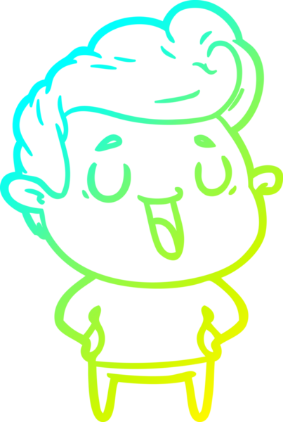 Bir insan tarafından çizilmiş mutlu bir çizgi film karakteri çizimi.