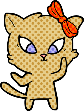 Bir insan tarafından çizilmiş çizgi film kedisi.