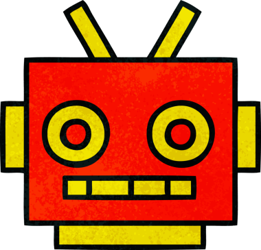 Bir insan tarafından çizilmiş robot kafasının retro grunge dokusu