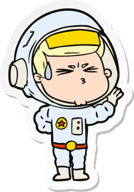 Bir insan tarafından çizilmiş astronotun çizdiği bir çizgi film çıkartması.