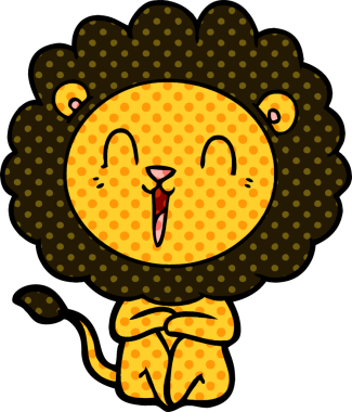 Bir insan tarafından çizilmiş gülen aslan çizgi filmi.