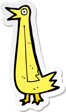 Bir insan tarafından çizilmiş komik bir karikatür kuşunun çıkartması.