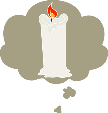 insan tarafından çizilmiş, düşünce baloncuklu çizgi film mumu.